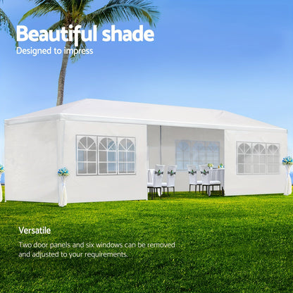10x30ft Party Tent with Eight Removable Window Sidewalls in Pink, Black or White Color Options