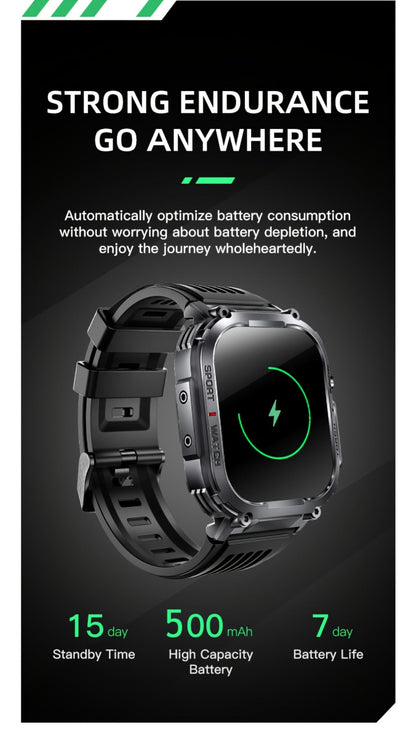 Waterproof Smartwatch with 100+ Sport Modes & LED Flashlight – 2.02" TFT Screen Wireless Calling Sleep Tracker Fitness Activity Tracker Heart Rate Compatible with iPhone Android Gift for Men Women