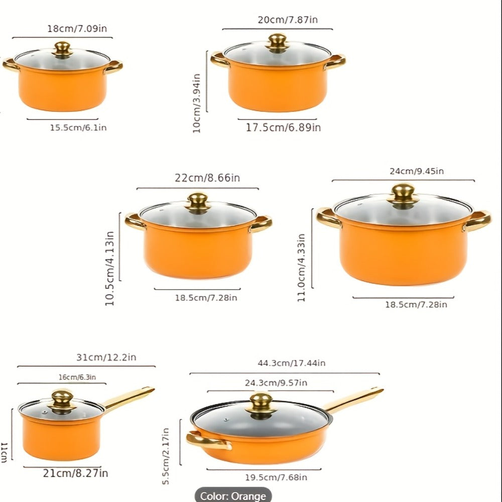 Non-Stick Cookware Set Pots and Pans 10 & 12 Piece – Heat-Resistant Frying Pan, Saucepan & Stewpot | Honeycomb Coating Stainless Steel Kitchen Cooking Set for All Stoves | Stylish Durable Multifunctional