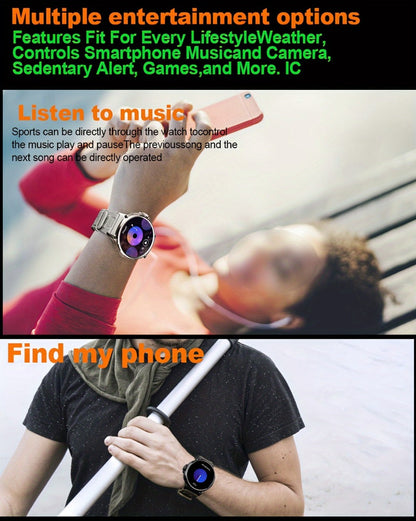 Smart Watch 1.85-Inch Round Display with 710mAh Battery, Wireless Calling and Silver or Black Band
