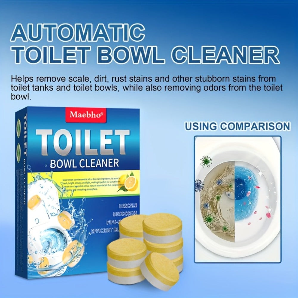 Cleaning Tablets – Lemon Scented Toilet Cleaner Tablets for Stain & Urine Removal, Deodorizing Bowl Cleaner | Coffee Machine Cleaning Tablets for Deep Descaling & Stain Removal