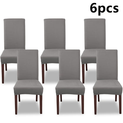 Chair Cover Set of 4 or 6 Stretch Milk-Fiber Dining Slipcovers in Eight Available Color Choices