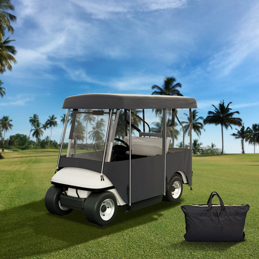 Golf Cart Enclosure 4-Person 300D Waterproof Driving Cover 4-Sided with Transparent PVC Windows Zippered Doors UV-Resistant All-Weather Golf Cart Rain Cover Fits 86 Inch Carts