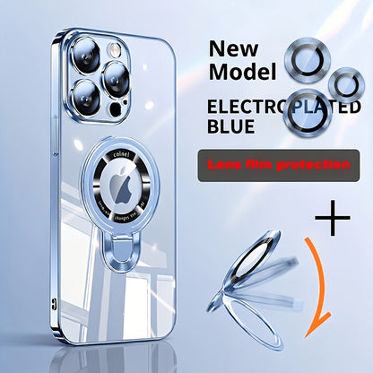 Magnetic iPhone Case Electroplated PC Shockproof Clear Back U-Shield Kickstand Lens Protector for iPhone 17 Pro Max 17 Pro 17 Air 17 16 15 14 13 12 11 Series – 5 Colors MagSafe Compatible
