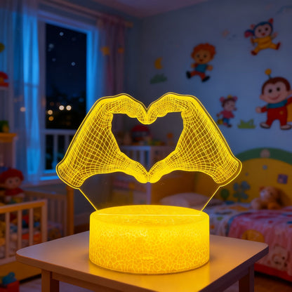 Heart Hands Acrylic LED Night Light with 16 Colors, Touch and Remote Controls and Three Base Styles