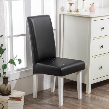 Chair Cover Set of 4 or 6 Stretch PU Leather Dining Slipcovers in Nine Available Color Choices