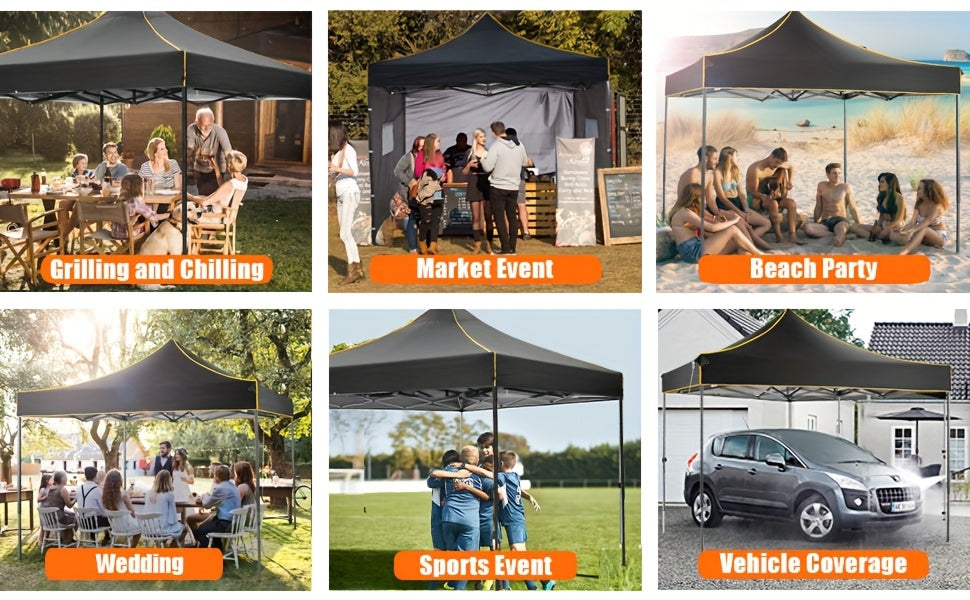 10x10ft Pop-Up Canopy Tent with Four Removable Sidewalls, Mesh Windows and Five Color Options