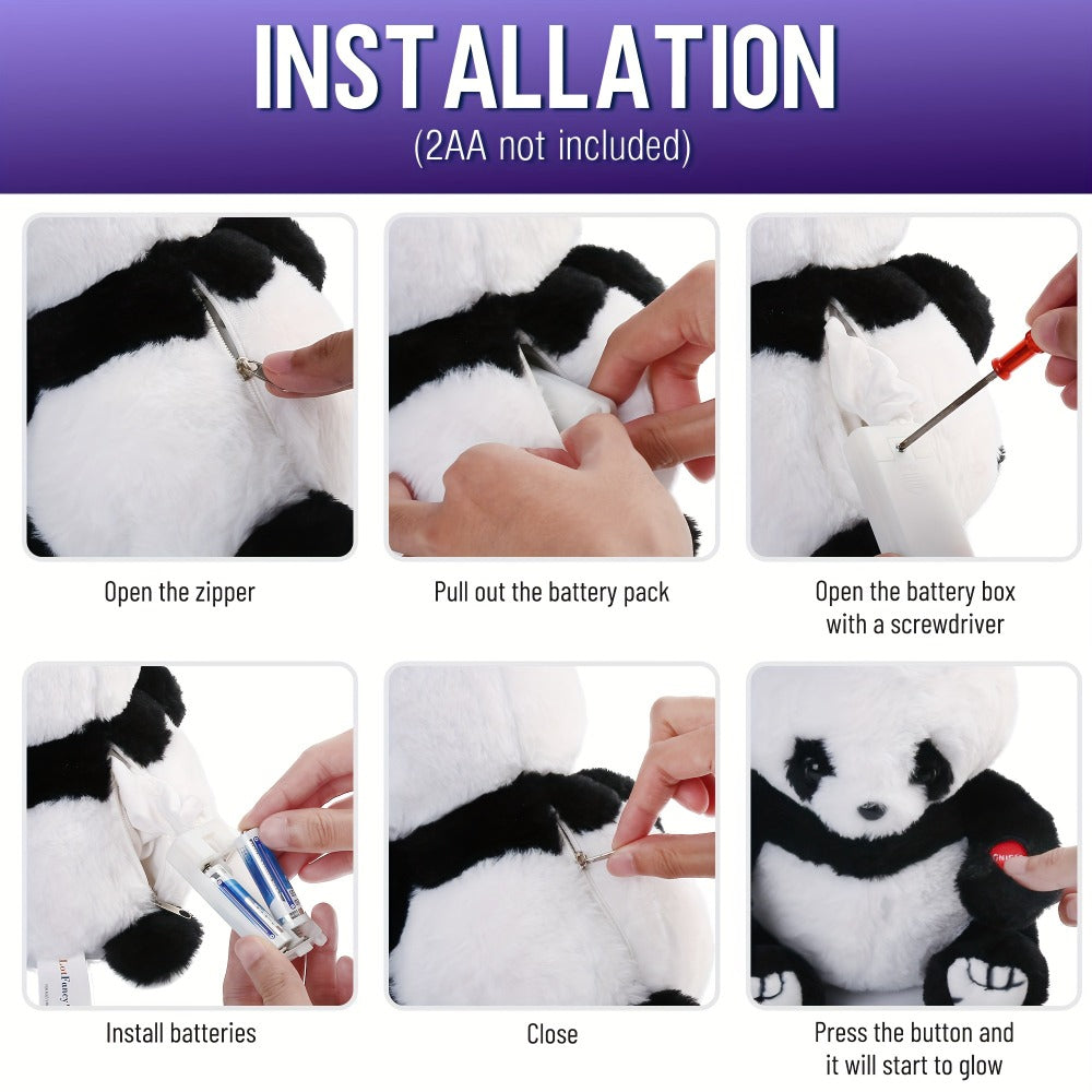 Light Up Panda Stuffed Animal with LED Glow — Kawaii Panda Bear Plush Toy 7 Inch & 10 Inch for Baby Toddler Kids Boys Girls | Soft Hugging Nightlight Doll | Birthday Christmas Easter Baby Shower Gift