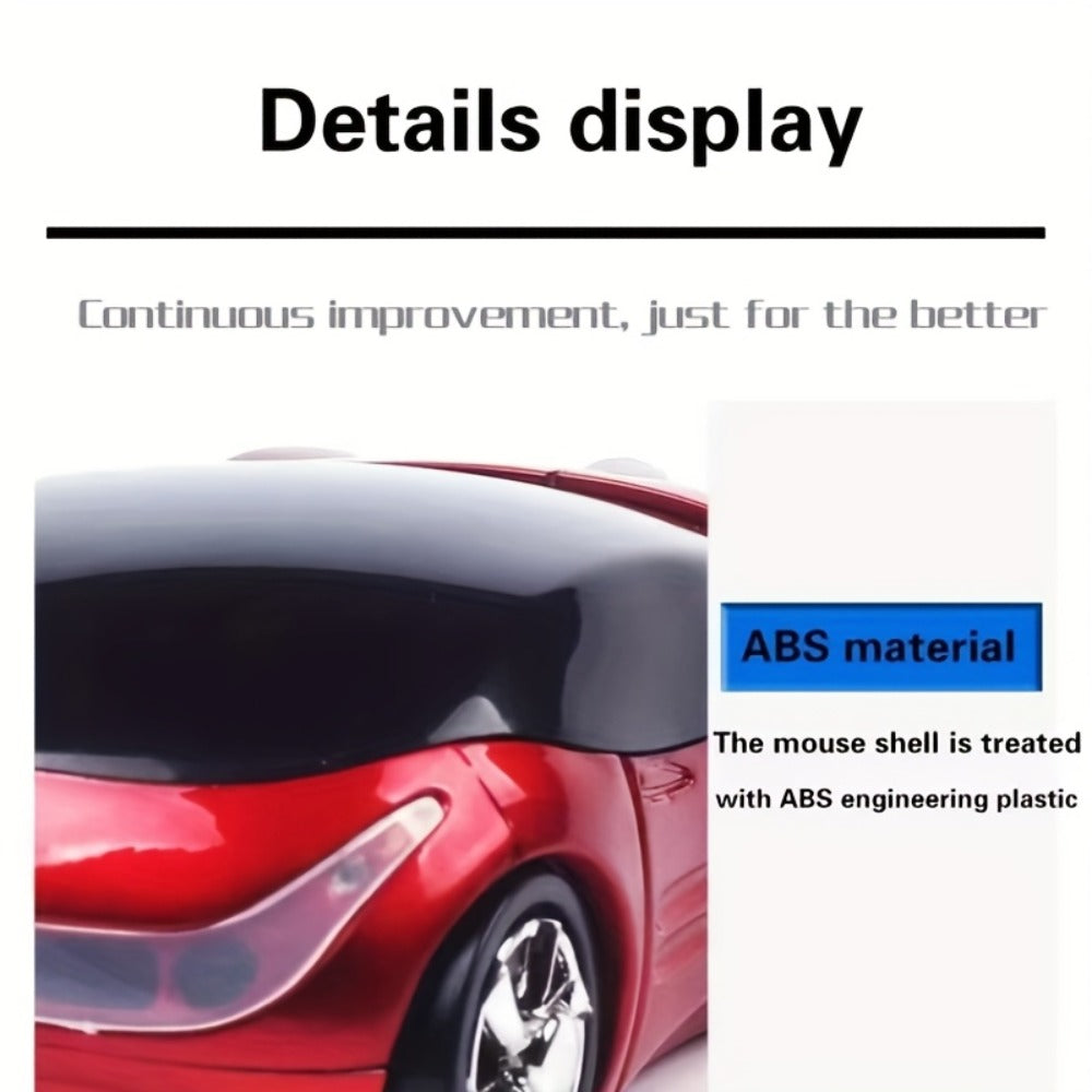 Red Car-Shaped Wired USB Optical Mouse with Random-Color Mouse Pad Two-Piece Desktop Bundle
