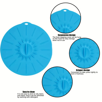 Seven-Piece Reusable Silicone Stretch Lid Set in Five Sizes for Bowls, Cups, Pots and Food Containers