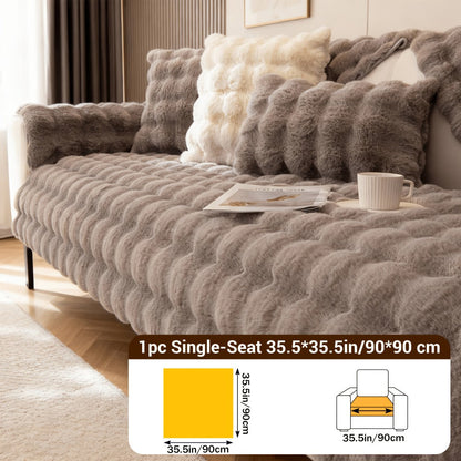 Sofa Cover Bubble Faux Rabbit Fur Panels with Silicone Non-Slip Backing for Seat, Armrest or Backrest