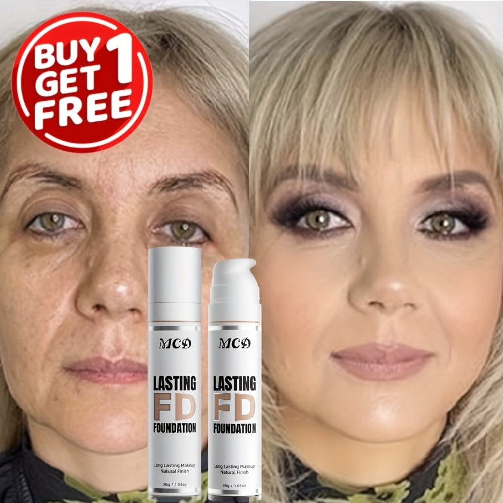 Liquid Foundation 2pcs Set Full Coverage Concealer Natural Finish Long Lasting Lightweight Breathable Face Makeup for All Skin Types Women 9 Shade Options