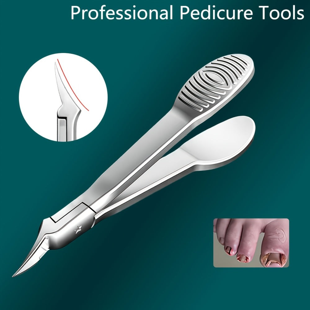 4CR13 Stainless-Steel Nail Clipper with Extended 68-Degree Right-Angle Blade and Silver Finish
