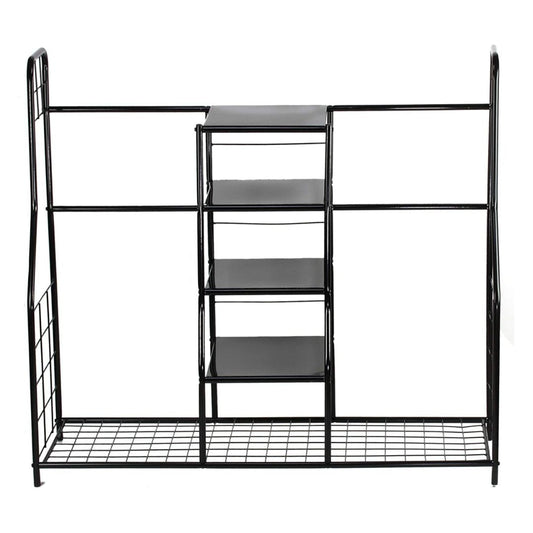 Golf Bag Storage Rack Organizer Steel Dual Bag Holder with 4 Shelves for Clubs Balls Shoes Accessories Garage Basement Home Golf Equipment Organizer Heavy Duty