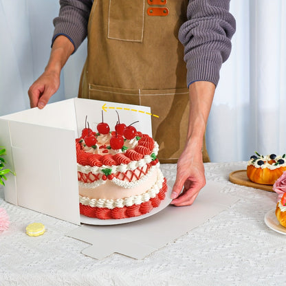 Ten-Pack 10 x 10 x 8 Inch Tall Cake Boxes with Boards for Layer Cakes, Birthdays and Weddings