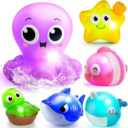 Light-Up Ocean Animal Bath Toy Sets with Random 6, 8 or 10-Piece Checkout Assortments Pictured
