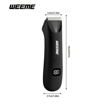 Rechargeable Men's Body Hair Trimmer in Black with LCD Display and LED Light for Chest, Legs and Underarms