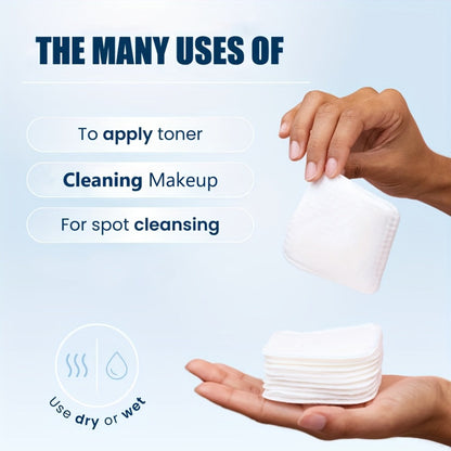 Extra-Large Dry Makeup Remover Pads in 100- or 200-Piece Boxes, 3-Layer 7 x 6 cm Cleansing Squares