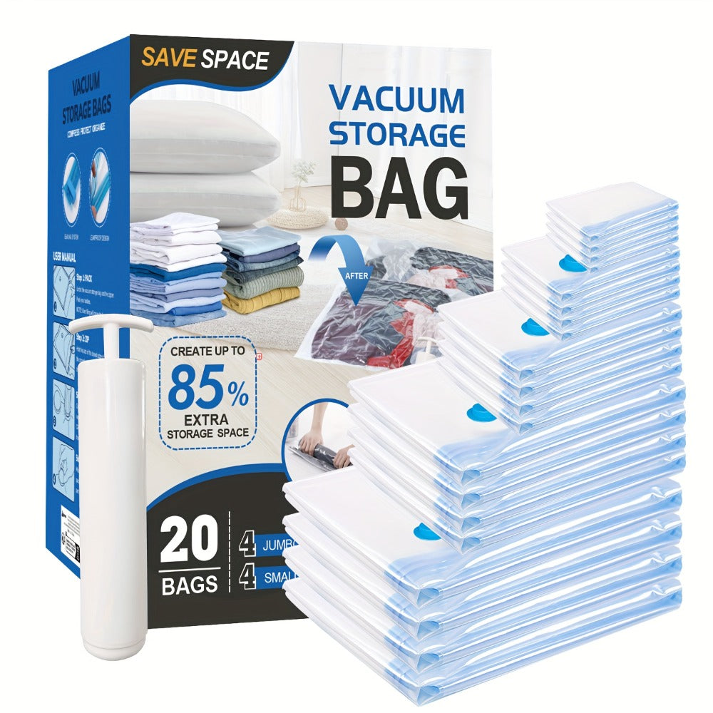 Vacuum Storage Bags Space Saver Bags for Clothes Comforters Bedding Travel Luggage – Extra Thick Jumbo Seal Bags 4pcs 8pcs 10pcs 12pcs 20pcs 30pcs