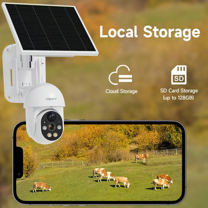 Solar PTZ Security Camera 1080P WiFi 360° with AI PIR Detection – XIAOVV P6 Battery Powered, Color Night Vision, Two-Way Audio, Outdoor Home Surveillance Camera