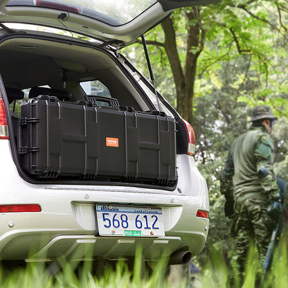 Rifle Hard Case 42 Inch Lockable with Wheels 3 Layer Foam Crushproof TSA Approved Hard Gun Case for 2 Rifles Shotguns Airsoft Guns Hunting Shooting Sport Storage