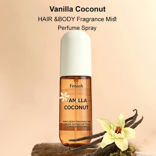 Vanilla Coconut Body Spray & Hair Mist — Long-Lasting Gourmand Floral Fragrance with Vitamin E & Moroccan Argan Oil, Skin-Safe for All Types