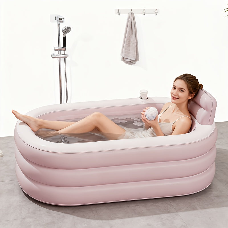 Inflatable Bathtub | Portable Foldable Adult Soaking Tub Backrest Home