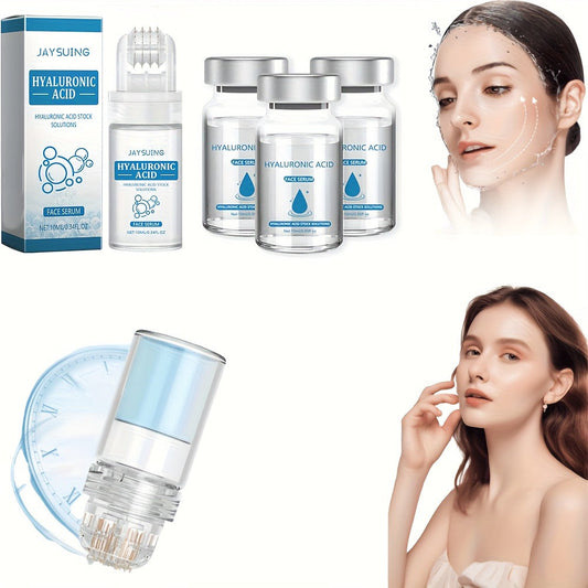 Derma Stamp Microneedle Roller for Face 0.25mm with 3pcs Facial Serum - Hydra Micro Needle Skin Care Tool Boosts Serum Absorption Anti-Aging Collagen for Women All Skin Types