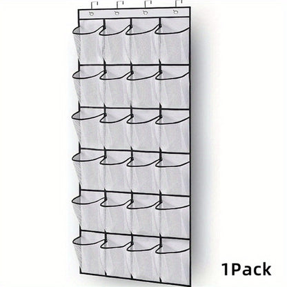 Over Door Shoe Organizer 24 Large Mesh Pockets – Foldable Breathable Hanging Storage Rack, Durable Fabric Closet Hanger for Shoes & Accessories, Space-Saving Door Organization