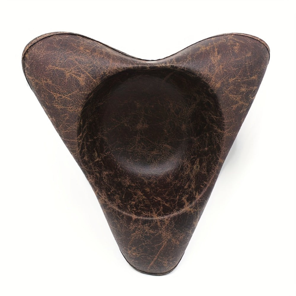 Distressed Faux Leather Pirate Tricorn Hat with Wide Three-Point Brim in Black or Brown for Adult Costumes
