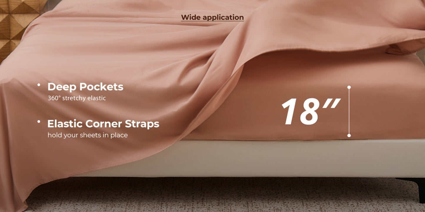 Bed Sheet Set Soft Breathable Cooling Microfiber Fitted & Flat Sheets with Deep Pockets – Wrinkle Free Hotel Luxury Bedding in Multiple Colors & Sizes