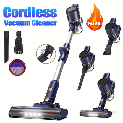 Stick and Handheld Vacuum Cleaner with LED Floor Head, Straight or 180-Degree Foldable Tube Options