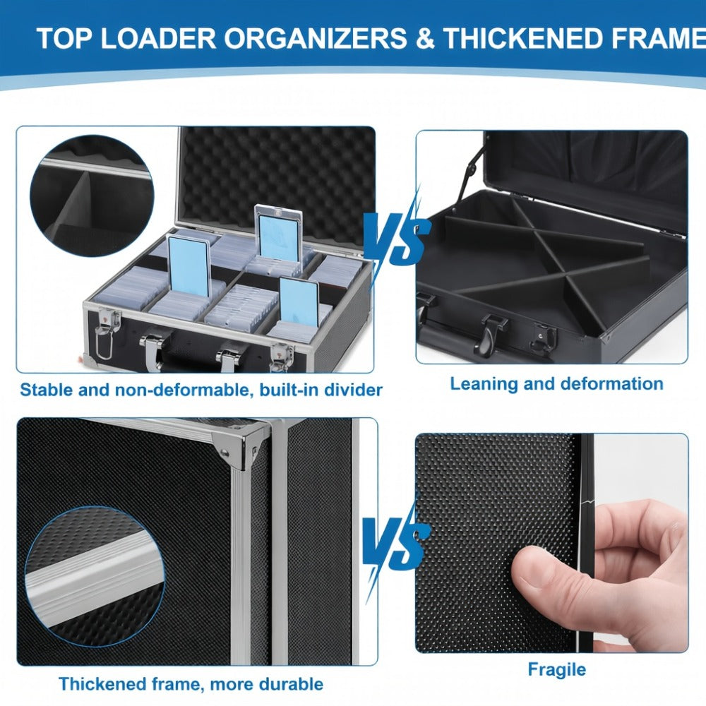 Aluminum Trading Card Storage Case with Key Lock and Three Interior Layout Options for Graded Slabs
