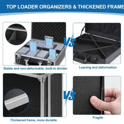 Aluminum Trading Card Storage Case with Key Lock and Three Interior Layout Options for Graded Slabs