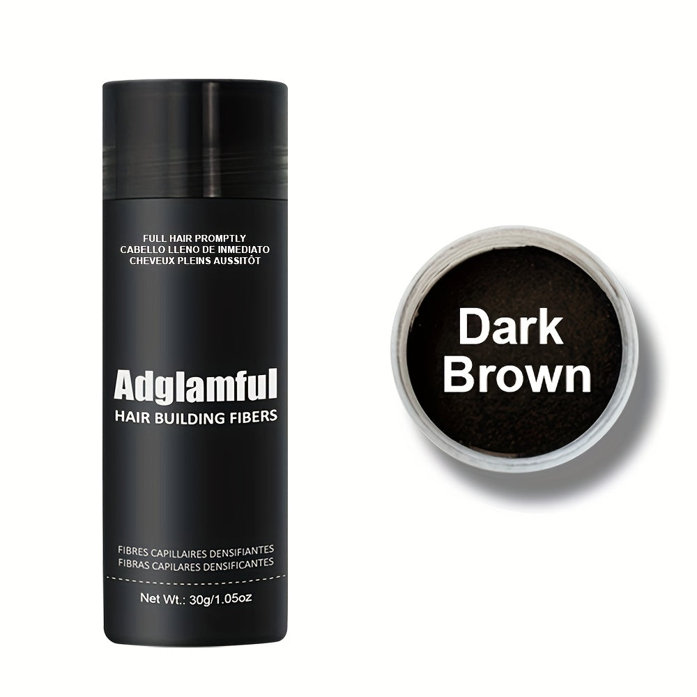 Large 30-Gram Hair Fiber Powder in Black or Dark Brown with Tall Shaker-Style Container Design
