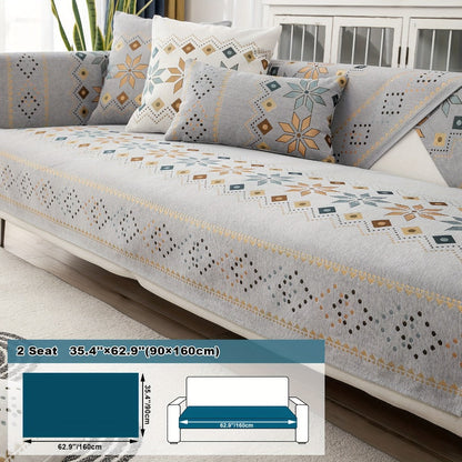 Sofa Cover Bohemian Geometric Panels for 1 to 4 Seats, Armrest or Backrest in Five Color Options
