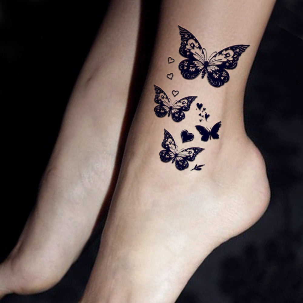 Butterfly Tattoo Stickers Semi-Permanent 3 Sheets Lasts 1-2 Weeks | Realistic Navy Blue Flying Butterfly 2.3"x3.9" Long-Lasting Body Art | Professional Temporary Tattoos for Adults | Arm Leg Shoulder