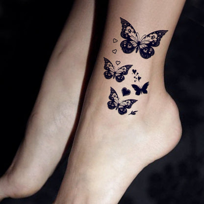 Butterfly Tattoo Stickers Semi-Permanent 3 Sheets Lasts 1-2 Weeks | Realistic Navy Blue Flying Butterfly 2.3"x3.9" Long-Lasting Body Art | Professional Temporary Tattoos for Adults | Arm Leg Shoulder