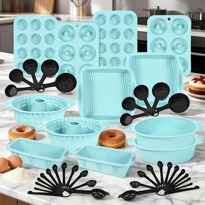 Baking Pan Set Nonstick Carbon Steel Cookie Sheets Roasting Pans Round Cake Muffin Pizza for Home Cooking, Dining and Outdoor Meals