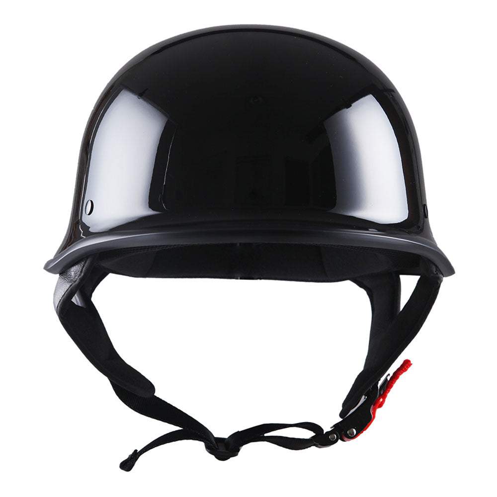 German Style Motorcycle Half Face Helmet – Novelty Skull & Carbon Fiber Design, UV Glossy Finish, Removable Washable Padding, Quick Release Buckle, Adult M/L/XL