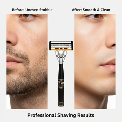 Men's Shaving Kit with Two Handles and 72 Six-Layer Replacement Blades for Beard and Mustache Grooming