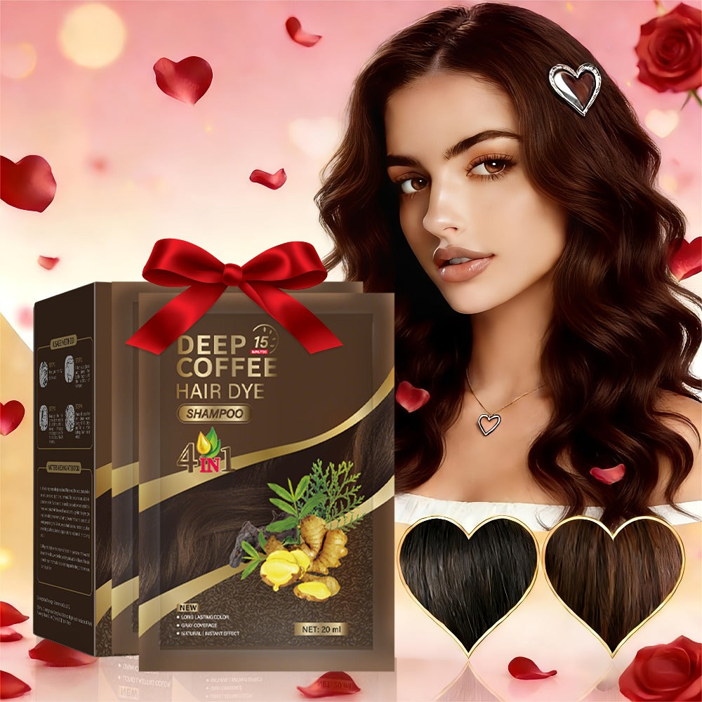 Hair Color Shampoo Sachets 10-Pack with Black, Deep Coffee, Coffee and Chestnut Brown Shade Options