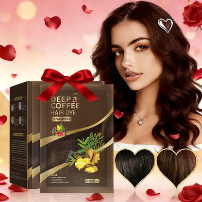 Hair Color Shampoo Sachets 10-Pack with Black, Deep Coffee, Coffee and Chestnut Brown Shade Options