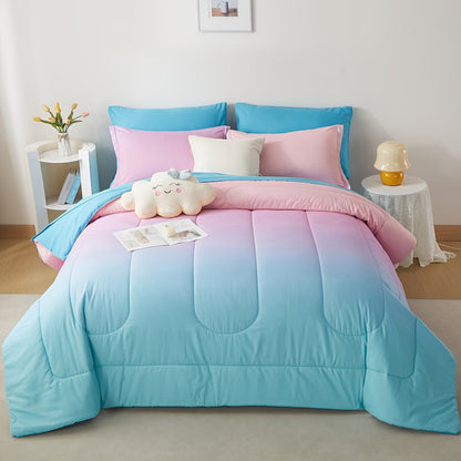 Rainbow Comforter Set 5/7Pcs - Stain-Resistant Hypoallergenic Lightweight Bed in a Bag Twin Full Queen King All Seasons 100% Polyester