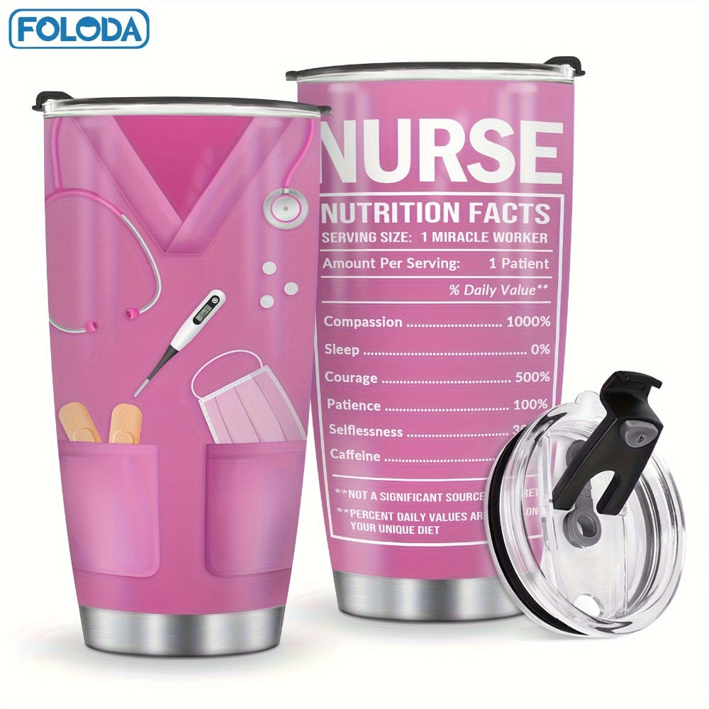 Insulated Tumbler 20oz Nurse Graphic Stainless Steel Vacuum Travel Mug in Four Color Options