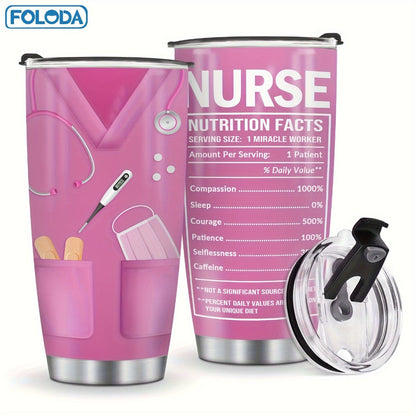 Insulated Tumbler 20oz Nurse Graphic Stainless Steel Vacuum Travel Mug in Four Color Options