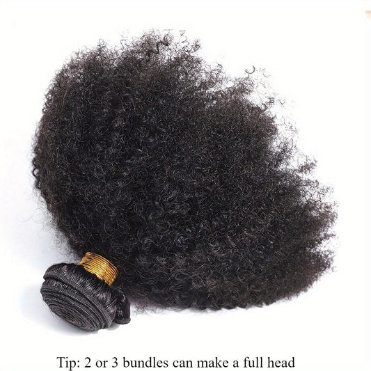 Hair Extensions Kinky-Curly Mongolian Human Hair Bundle in Natural Black with Six Length Options from 8 to 18 Inches