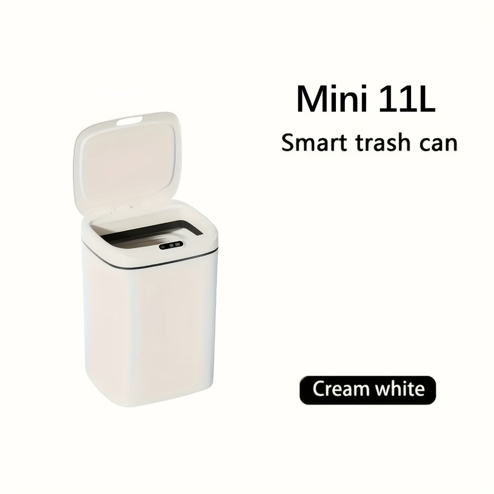 Touchless Trash Can Automatic Sensor Lid Hands-Free – Infrared Motion Detection, Battery Powered Cordless, Smart Waste Bin for Kitchen Bathroom Office Bedroom Hotel, Modern White Design 2.91 Gal & 4.49 Gal