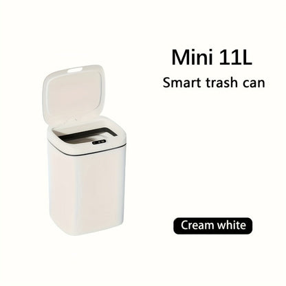 Touchless Trash Can Automatic Sensor Lid Hands-Free – Infrared Motion Detection, Battery Powered Cordless, Smart Waste Bin for Kitchen Bathroom Office Bedroom Hotel, Modern White Design 2.91 Gal & 4.49 Gal