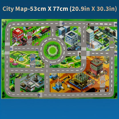 64 Pcs Pull Back Toy Car Set with City Map, Traffic Signs & Storage Box – 56 Mini Die-Cast Vehicles for Kids Boys Girls Ages 3+, Party Favors Birthday Christmas Gift